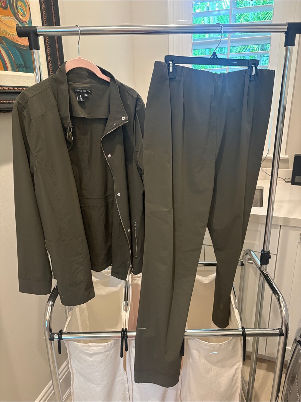 Peace of Cloth Olive Green Lightweight Jacket and Matching Trousers